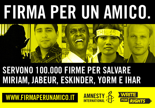 Amnesty International lancia Write for Rights: una firma per la libertà d’espressione anche in rete